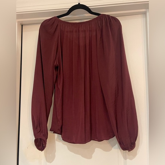 Jennifer Lopez Maroon Lace-Up Blouse - Picture 2 of 5